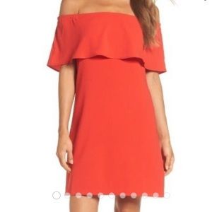 Charles Henry Off Shoulder Ruffle Dress